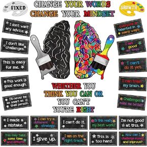 Tenare Growth Mindset Posters Bulletin Board Set Motivational Change Your Mindset Posters Positive Sayings Inspirational Poster Classroom Poster Decoration for Teacher Students School (Art) in Kuwait