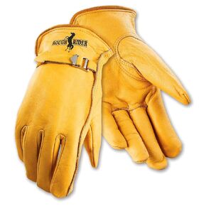 Galeton 25101PR-L 25101PR Rough Rider Premium Leather, Strap & Buckle Driver Gloves, Large, Gold