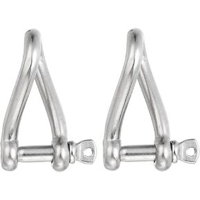 PATIKIL 316 Stainless Steel Twist Shackle 5/16" 8mm, 2 Pack 661 Lbs Load Screw Pin Shackles for Traction Steel Wire Ropes Marine Handling Accessories