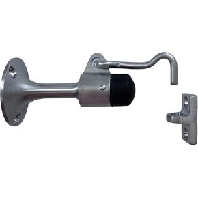 CRL Satin Chrome Finish Wall Mounted Heavy Duty Door Stop with Hook and Holder