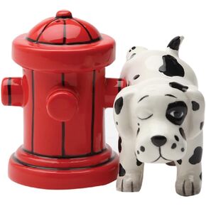 Pacific Giftware Dalmation Dog with Fire Hydrant Ceramic Magnetic Salt & Pepper Shaker Set Novelty Gift