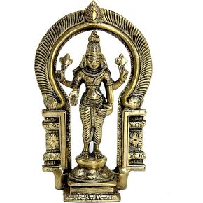 eSplanade Brass Lord Vishnu Narayan Narayana Moorti Murti Idol Statue Praying Idol for Pooja - Home Decor (7" inches Height) in Kuwait