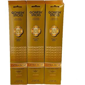 Gonesh Incense Sticks: Sandalwood 12 Pack (20 Sticks/Pack)