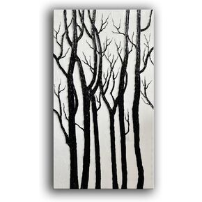 JELRINR 24x48inch Handmade Contemporary Art Oil Painting On Canvas Texture Black and White Canvas art Abstract Ocean Wave Beach Landscape Artwork Home Wall Art Deco