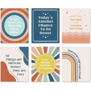 YIMEHDAN Motivational Growth Mindset Wall Art Print - Morden Boho Positive Quote Canvas Print - Psychology Educational Artwork for Classroom Bedroom Office Decor (Set of 6) - Unframed - 8X10 inch