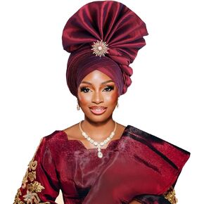 Fashion Women's Turban Cap African Auto Gele Headtie Wedding Geles Headgear Female Head Wraps Diamond Autogele Head Ties