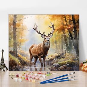 TUMOVO Deer DIY Paint by Number Flower Paint by Numbers for Adults Wild Animals Paint by Numbers Kids on Canvas Colorful Forest Paint by Numbers for Beginner Oil Painting Kits Gift 16x20inch in Kuwait