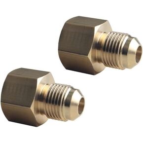 DEWHEL Brass 3/8" Flare X 1/2" Female NPT Flare Tube Fitting Coupling Gas Adapter Pipe Connector 1 Pair