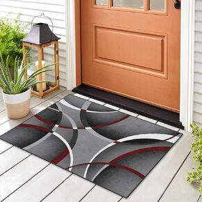 Runner Rug, Washable and Non-Slip 2'x6' Geometric Abstract Gray Black Hallway Kitchen Area Rug, Indoor Entryway Door Mat, Floor Mat Carpet for Bedroom, Bathroom, Laundry, Living Room