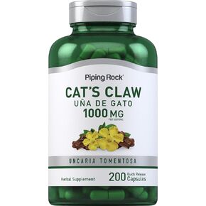 Piping Rock Cat's Claw Capsules 1000mg | 200 Count | Una De Gato | Herbal Supplement | Non-GMO, Gluten Free