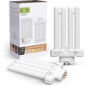 KOR Pack of 2 - FML27-65K Light Bulbs 27 Watt 4 Pin FML Lamp Replacement Bulb 6500K Natural Spectrum Daylight CFL 27W Plugin GX10Q-4 Base