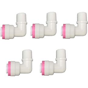 YZM 1/8" Thread Male to 1/4" Tube Elbow Check Valve for RO Reverse Osmosis (Pack of 5)