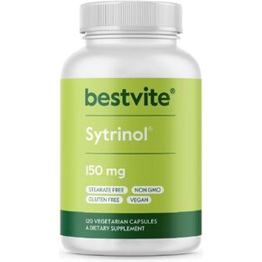 BESTVITE Sytrinol 150mg (120 Vegetarian Capsules) - Patented Blend of Natural Citrus and Palm Fruit extracts - No Stearates - Vegan - Non GMO - Gluten Free