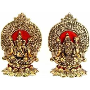 Lakshmi Ganesh Idols Made of Metal Laxmi Ganesha Statue Traditional Figurine for Home Office Temple Puja Decoration Diwali Pooja Housewarming Gift (18 Cm)