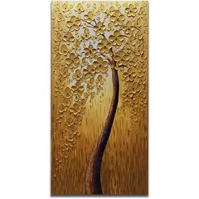 Yika Art 3D Paintings Modern Abstract Oil Painting Hand Painted On Canvas Abstract Artwork Picture Wall Decoration for living room - Light Powder Flower Wall Art-24X48 Inch in Kuwait