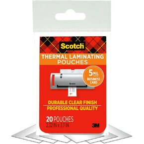 Scotch TP590220 Index Card Size Thermal Laminating Pouches, 5 mil, 5 3/8 x 3 3/4, 20/Pack