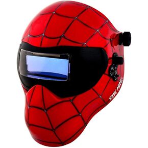 Save Phace Auto Darkening Welding Helmet Spiderman Gen Y - Ear to Ear vision Welder Hood with 2nd Largest Viewing Mask for SMAC/MIG/TIG/SPOT - 2 ARC Sensors Solar Powered and Grind Mode (3012336)