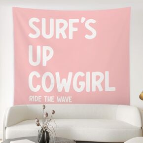 ISANOU Coastal Girls Room Decor,Pink Surf's Up Cowgirl Tapestry Wall Hanging,College Dorm Home Living Room Wall Decoration,Gifts for Women Teen Girls,50x60 Inches