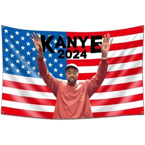 Kanye 2024 / Kanye Music Flag West Tapestry -3x5ft/Vibrat Color/HD printing/ 150D Polyster Banner for Man Cave Room College Dorm Decor (2024) in Saudi Arabia