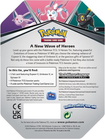 Pokémon TCG: V Heroes Tin Espeon (1 Foil Card & 4 Booster Packs),Single,Multicolor in Saudi Arabia