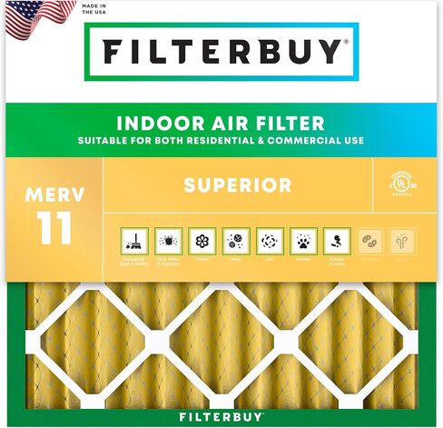 Filterbuy 20x20x2 Air Filter MERV 11 Allergen Defense (1-Pack), Pleated HVAC AC Furnace Air Filters Replacement (Actual Size: 19.50 x 19.50 x 1.75 Inches) in Saudi Arabia