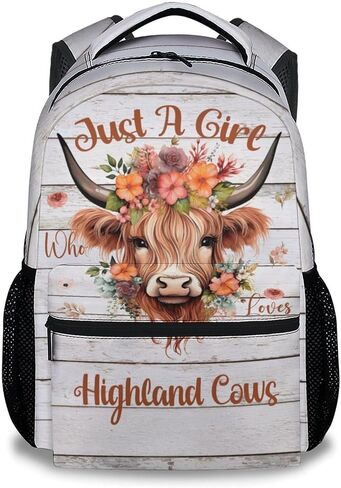 Girls Backpack - 17 Inch Large Capacity Highland Cow Bookbag - Lightweight Kids' Backpacks for Elementary, Preschool & Travel in Saudi Arabia
