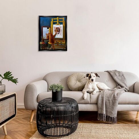 Stupell Industries Cat Confidence Self Portrait كلوحة مضحكة نمر، 24.00 بوصة × 30.00 بوصة، قماش مغلف في المعرض، 24 × 30 in Kuwait