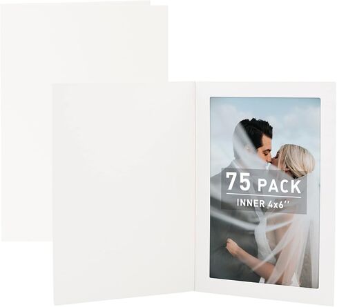 Golden State Art, Pack of 75, 4x6 Photo Folders, Cardboard Picture Frame, Paper Photo Frame Cards, Greetings/Invitation Cards, Special Events: Graduation, Christmas, Wedding (White) in Saudi Arabia