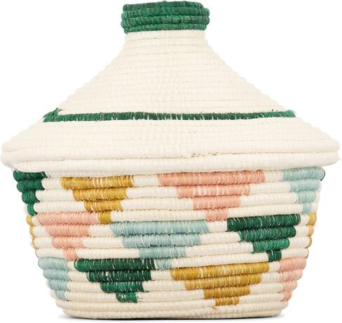 كازي سلة ديكور صغيرة بغطاء من السيزال المنسوج يدوياً، صديقة للبيئة، (أزرق) in Kuwait