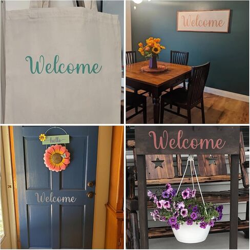 Welcome Stencils for Painting on Wood - 11 Pack Large Vertical Welcome Sign Stencil Templates for Wood Signs, Reusable Letter Stencils for Home, Patio, Porch Signs & Front Door Decorations in Saudi Arabia