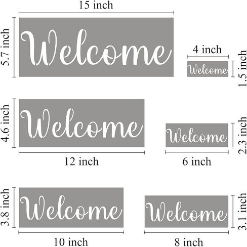 Welcome Stencils for Painting on Wood - 11 Pack Large Vertical Welcome Sign Stencil Templates for Wood Signs, Reusable Letter Stencils for Home, Patio, Porch Signs & Front Door Decorations in Saudi Arabia