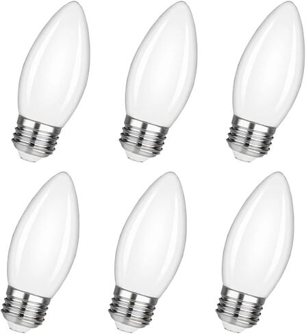 Dimmable LED Candelabra Light Bulbs, Daylight White 5000K CRI 90 C35(B11) LED Chandelier Bulb, 5W Equivalent to 40W 400LM LED Filament Bulbs Milk White Glass, E26 Base LED Candle Bulbs 6 Pack in Saudi Arabia