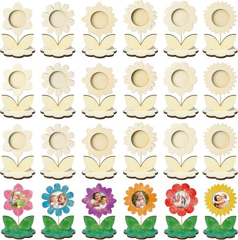 إطارات صور زهور خشبية - 24 مجموعة من إطارات الصور الخشبية DIY لوعاء الزهور الخشبية للأطفال في الخريف، حامل صور صغير لإطارات الصور لحفلات أعياد الميلاد وديكور الطاولة المنزلية in Kuwait