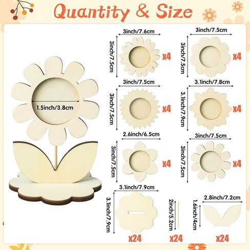 إطارات صور زهور خشبية - 24 مجموعة من إطارات الصور الخشبية DIY لوعاء الزهور الخشبية للأطفال في الخريف، حامل صور صغير لإطارات الصور لحفلات أعياد الميلاد وديكور الطاولة المنزلية in Kuwait