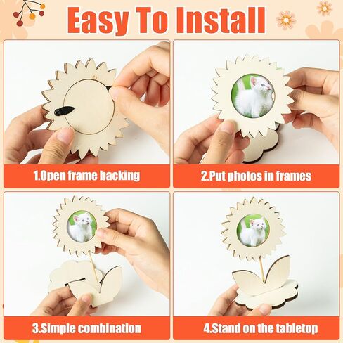 إطارات صور زهور خشبية - 24 مجموعة من إطارات الصور الخشبية DIY لوعاء الزهور الخشبية للأطفال في الخريف، حامل صور صغير لإطارات الصور لحفلات أعياد الميلاد وديكور الطاولة المنزلية in Kuwait