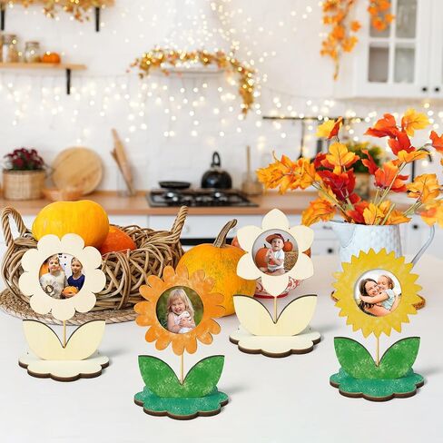 إطارات صور زهور خشبية - 24 مجموعة من إطارات الصور الخشبية DIY لوعاء الزهور الخشبية للأطفال في الخريف، حامل صور صغير لإطارات الصور لحفلات أعياد الميلاد وديكور الطاولة المنزلية in Kuwait