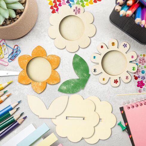 إطارات صور زهور خشبية - 24 مجموعة من إطارات الصور الخشبية DIY لوعاء الزهور الخشبية للأطفال في الخريف، حامل صور صغير لإطارات الصور لحفلات أعياد الميلاد وديكور الطاولة المنزلية in Kuwait