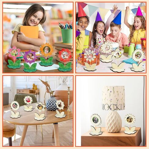 إطارات صور زهور خشبية - 24 مجموعة من إطارات الصور الخشبية DIY لوعاء الزهور الخشبية للأطفال في الخريف، حامل صور صغير لإطارات الصور لحفلات أعياد الميلاد وديكور الطاولة المنزلية in Kuwait