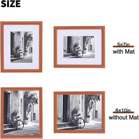 8X10in Photo Frames Set of 7,Display Pictures 5x7in with Mat or 8x10in Without Mat,Picture Frame with Brown Wood Grain for Wall Mounting or Table Top Display in Saudi Arabia