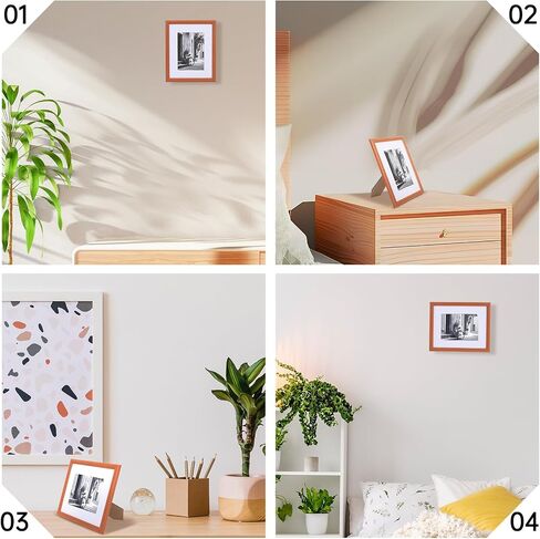 8X10in Photo Frames Set of 7,Display Pictures 5x7in with Mat or 8x10in Without Mat,Picture Frame with Brown Wood Grain for Wall Mounting or Table Top Display in Saudi Arabia