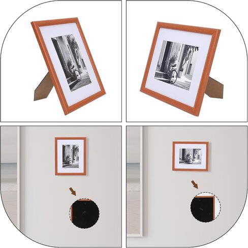 8X10in Photo Frames Set of 7,Display Pictures 5x7in with Mat or 8x10in Without Mat,Picture Frame with Brown Wood Grain for Wall Mounting or Table Top Display in Saudi Arabia