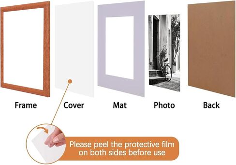 8X10in Photo Frames Set of 7,Display Pictures 5x7in with Mat or 8x10in Without Mat,Picture Frame with Brown Wood Grain for Wall Mounting or Table Top Display in Saudi Arabia
