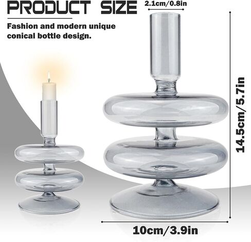 Clear Glass Candle Holders Glass Taper Candle Holder Decorative Glass Candlestick Holders for Dining Table Centerpieces Wedding Church （Light Green） in Saudi Arabia