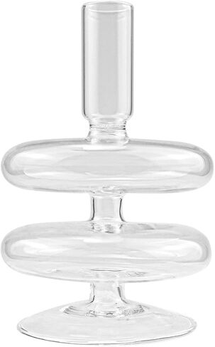 Clear Glass Candle Holders Glass Taper Candle Holder Decorative Glass Candlestick Holders for Dining Table Centerpieces Wedding Church （Light Green） in Saudi Arabia