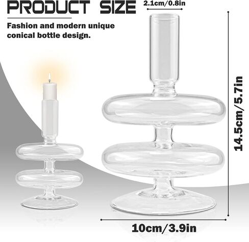 Clear Glass Candle Holders Glass Taper Candle Holder Decorative Glass Candlestick Holders for Dining Table Centerpieces Wedding Church （Light Green） in Saudi Arabia