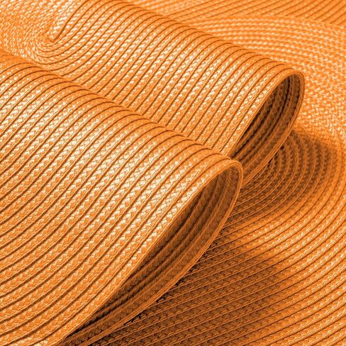 مجموعة مفارش بيضاوية مضفرة من FunWheat مكونة من 6 مفارش طاولة لطاولات الطعام منسوجة وقابلة للغسل وغير قابلة للانزلاق ومفارش طاولة مقاس 12 × 18 بوصة للاستخدام الداخلي والخارجي (برتقالي بيضاوي، 6 قطع) in Kuwait