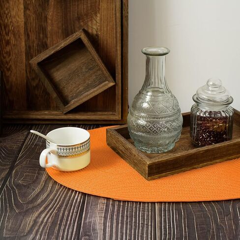 مجموعة مفارش بيضاوية مضفرة من FunWheat مكونة من 6 مفارش طاولة لطاولات الطعام منسوجة وقابلة للغسل وغير قابلة للانزلاق ومفارش طاولة مقاس 12 × 18 بوصة للاستخدام الداخلي والخارجي (برتقالي بيضاوي، 6 قطع) in Kuwait