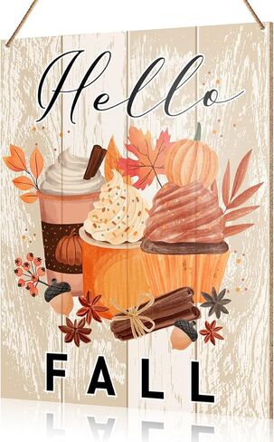 UDNADKEX Fall Decorations Hanging Sign, Autumn Fall Decor Rustic Pumpkin Spice Wooden Wall Sign Thanksgiving Decorations, Fall Coffee Lover in Saudi Arabia