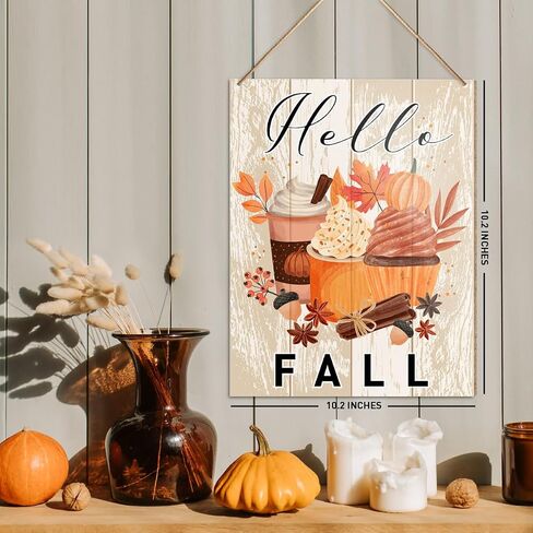UDNADKEX Fall Decorations Hanging Sign, Autumn Fall Decor Rustic Pumpkin Spice Wooden Wall Sign Thanksgiving Decorations, Fall Coffee Lover in Saudi Arabia