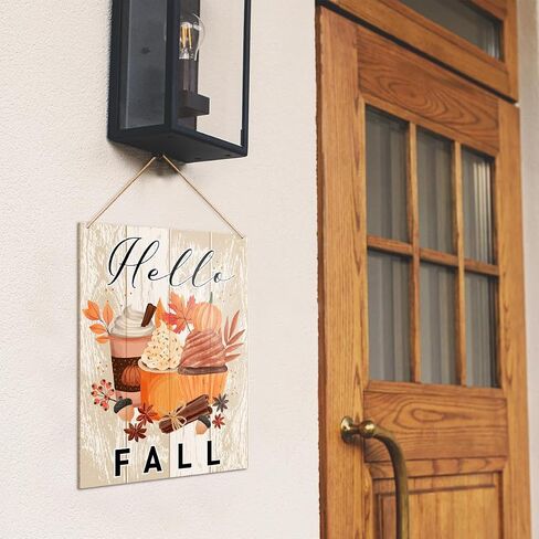 UDNADKEX Fall Decorations Hanging Sign, Autumn Fall Decor Rustic Pumpkin Spice Wooden Wall Sign Thanksgiving Decorations, Fall Coffee Lover in Saudi Arabia